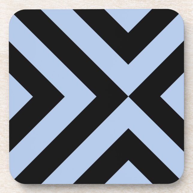 Light Blue und Black Chevrons Getränkeuntersetzer (Vorderseite)