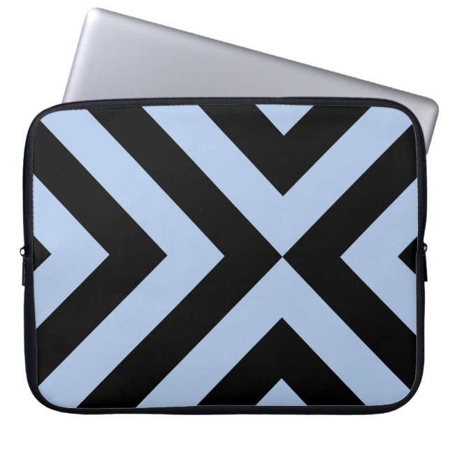 Light Blue und Black Chevrons Laptopschutzhülle (Vorderseite)