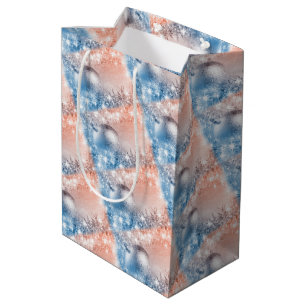 Light Blue und Coral Weihnachtsball Mittlere Geschenktüte
