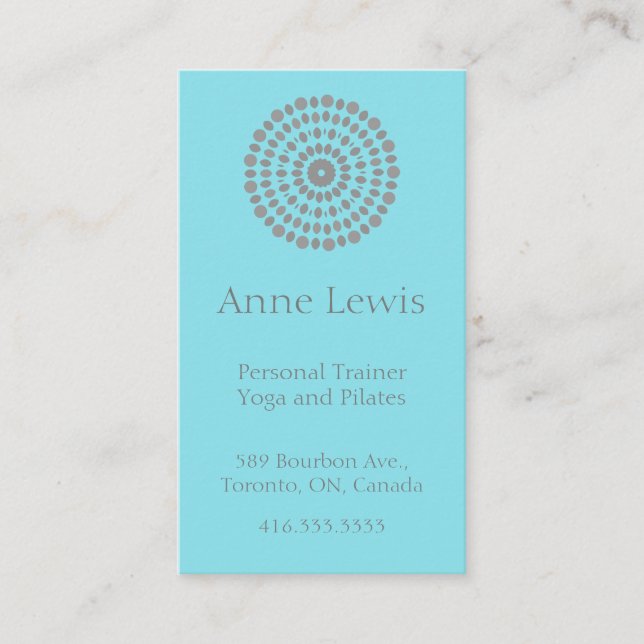 Light Blue und Gray Mandala Business Card Visitenkarte (Vorderseite)