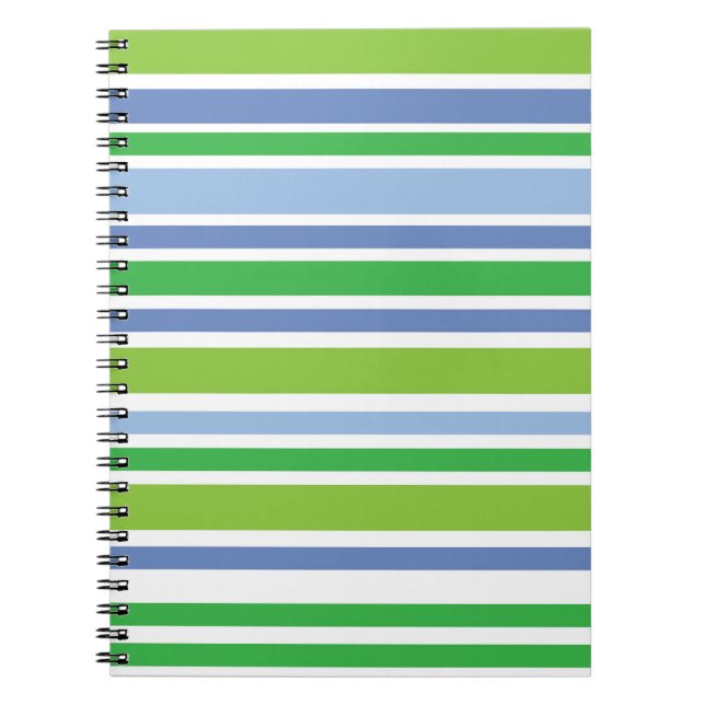 Light Blue und Green Stripe Spiral Notebook Notizblock (Vorderseite)