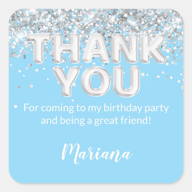 Light Blue und Silver Party Sticker für Favoriten (Vorderseite)