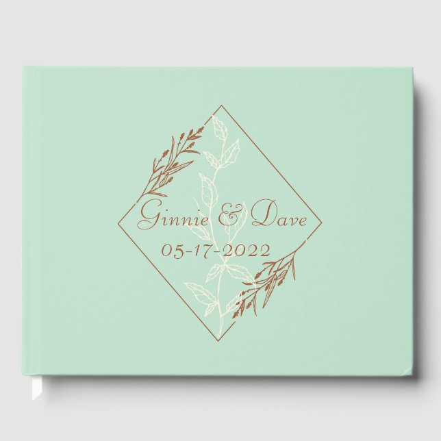 Light Blue und Tan Elegant Wedding Guest Book Gästebuch (Vorderseite)