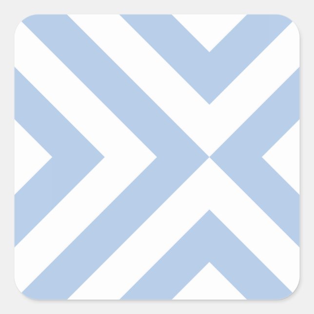 Light Blue und White Chevrons Quadratischer Aufkleber (Vorderseite)