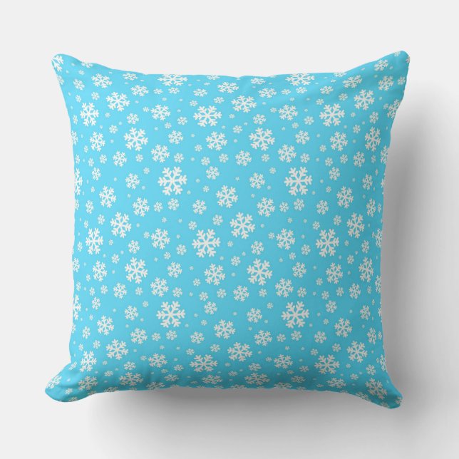 Light Blue und White Christmas Snowflakes Muster Kissen (Vorderseite)