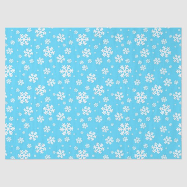 Light Blue und White Christmas Snowflakes Muster Seidenpapier (Vorderseite)