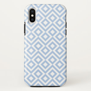 Light Blue und White Geometric Meander iPhone X Hülle