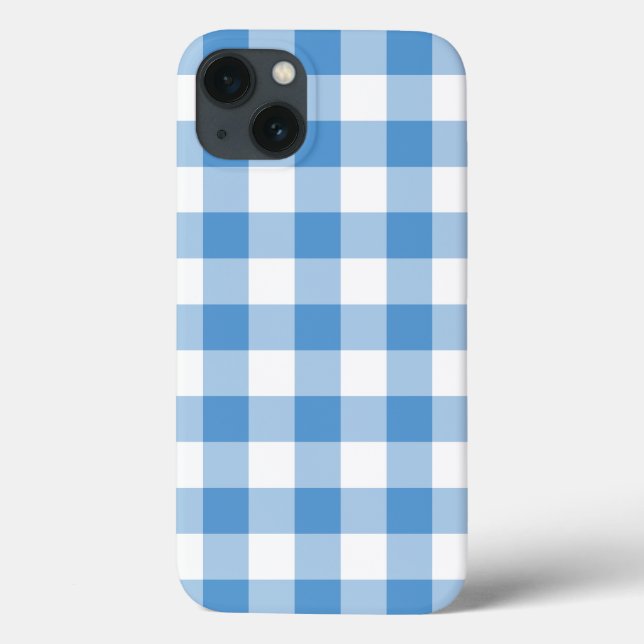 Light Blue und White Gingham Kariert Case-Mate iPhone Hülle (Rückseite)