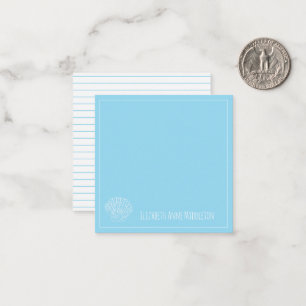 Light Blue und White Seashell Personalisiert Mitteilungskarte
