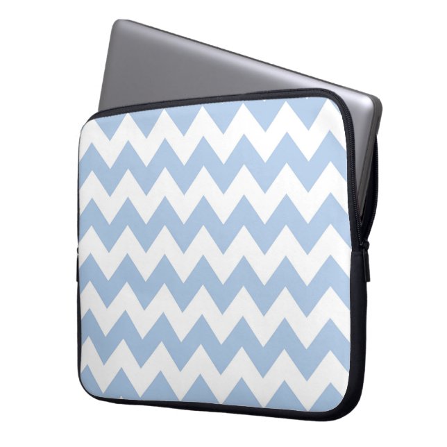 Light Blue und White Zigzag Laptopschutzhülle (Vorderseite Links)