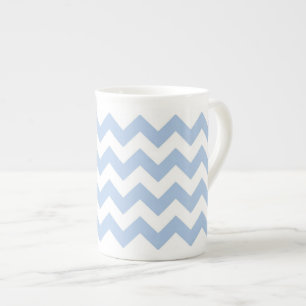 Light Blue und White Zigzag Prozellantasse