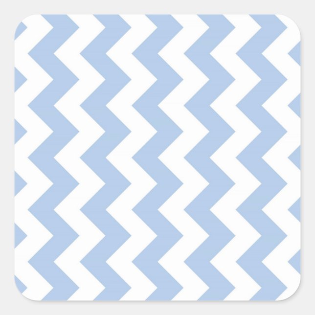 Light Blue und White Zigzag Quadratischer Aufkleber (Vorderseite)