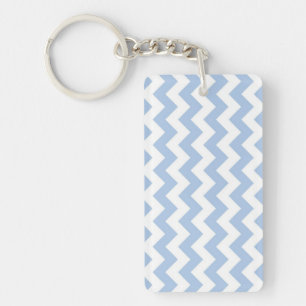 Light Blue und White Zigzag Schlüsselanhänger