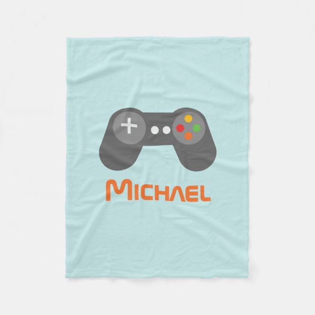 Light Blue Video Game Controller Fleecedecke (Vorderseite)