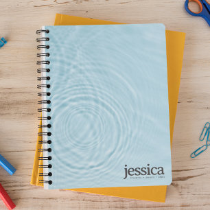 Light Blue Water Ripple Rounded Modern Typografy Notizbuch