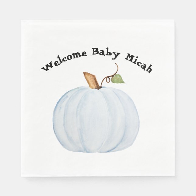 Light Blue Watercolor Pumpkin Baby Dusche Napkin Serviette (Vorderseite)