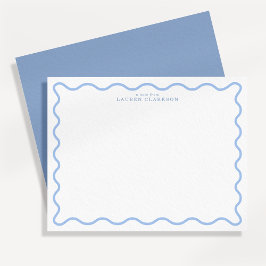 Light Blue Wavy Border Personalized Note Card Einladung