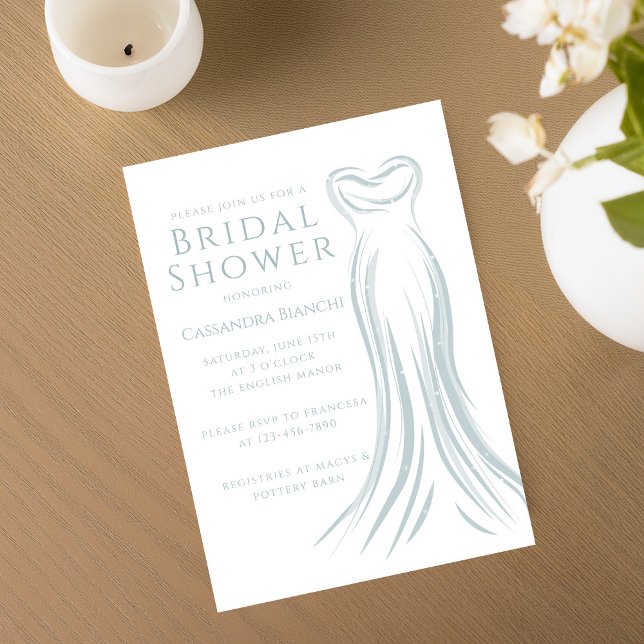 Light Blue Wedding Dress Bridal Shower Invitation (Créateur téléchargé)