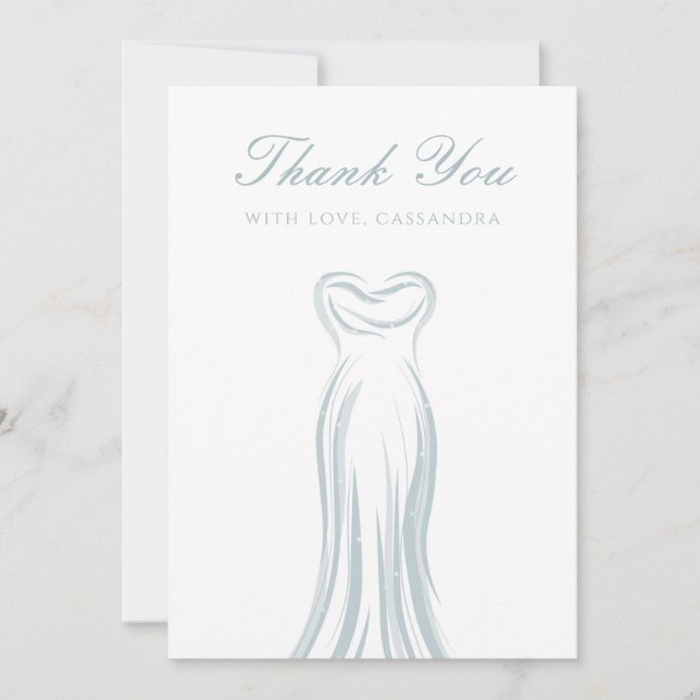 Light Blue Wedding Dress Danke Card Einladung (Vorderseite)
