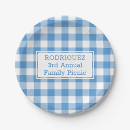 Light Blue White Buffalo Karo Name Family Picnic Pappteller