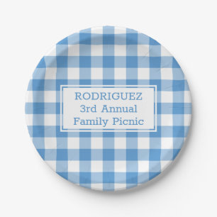 Light Blue White Buffalo Karo Name Family Picnic Pappteller