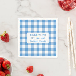 Light Blue White Buffalo Karo Name Family Picnic Serviette