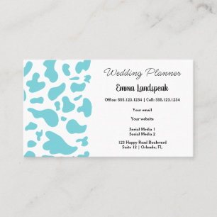 Light Blue & White Cow Print, QR-Code Visitenkarte