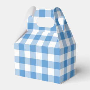 Light Blue & White Gingham Pattern Gable Fevor Box Geschenkschachtel