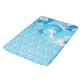 Light blue & White Ocean Abstract Art Badematte