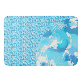 Light blue & White Ocean Abstract Art Badematte