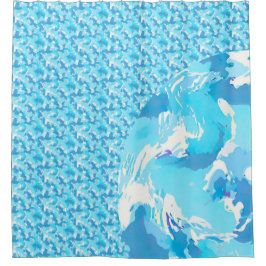 Light blue & White Ocean Abstract Art Duschvorhang