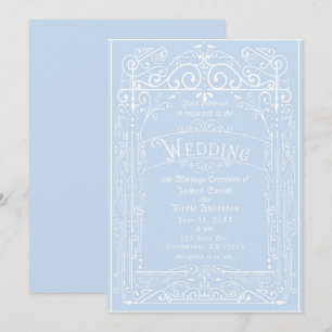 Light Blue & White Vintager Viktorianischer Deko W Einladung