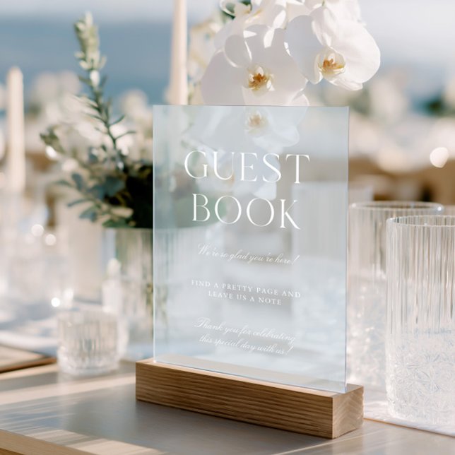 Light Blue & White Wedding Gästebuch Akronylic Sig Acrylschild (Light Blue & White Wedding Guest Book Acrylic Sign)
