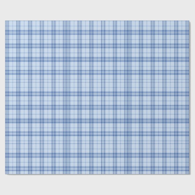 Light Blue Windowpane Plaid Geschenkpapier (Flach)