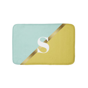 Light Blue Yellow Gold Monogram Badematte