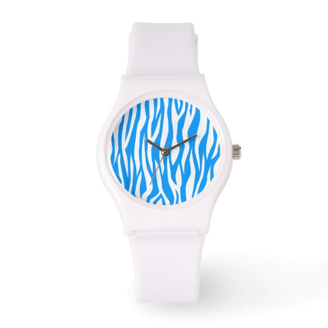 Light Blue Zebra Print Armbanduhr (Vorderseite)