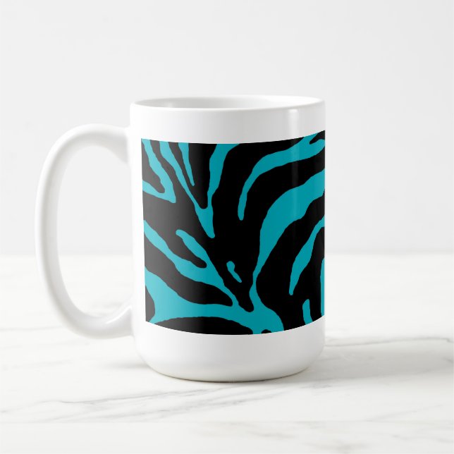 Light Blue Zebra Stripe Animal Print Kaffeetasse (Links)