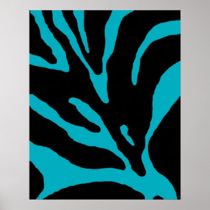 Light Blue Zebra Stripe Animal Print Poster