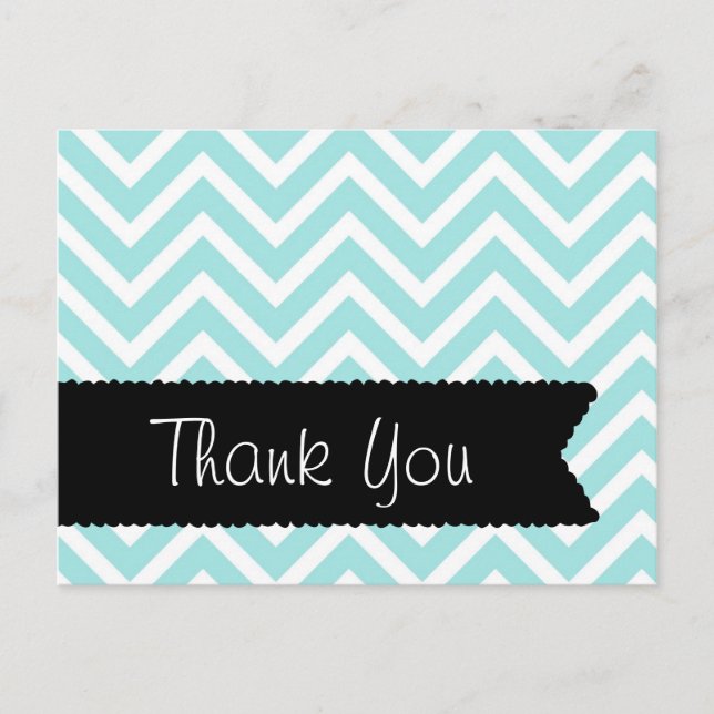 Light Blue Zickzack Vielen Dank Postcard Postkarte (Vorderseite)