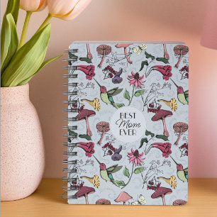 Light BlueBest Mama je Picture Hummingbird Floral Notizbuch