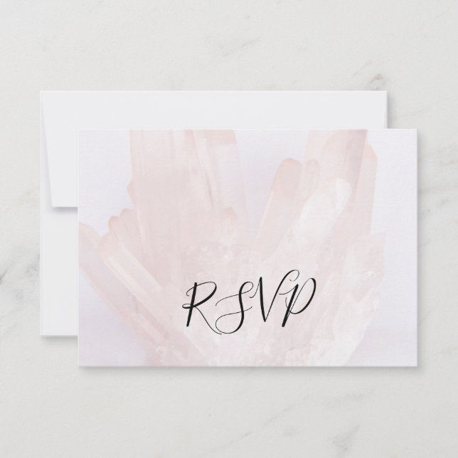 Light Blush Pink Crystals Wedding RSVP Replik Card Karte (Vorderseite)