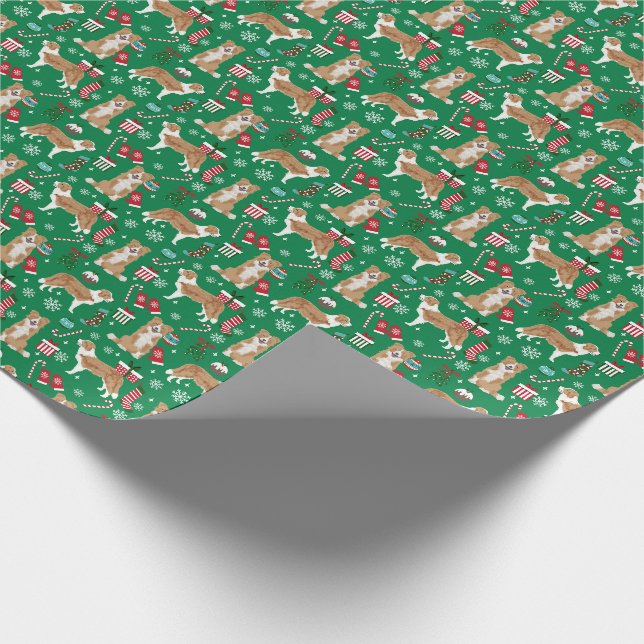 Light Border Collie Hund Weihnachten Geschenkpapier (Ecke)