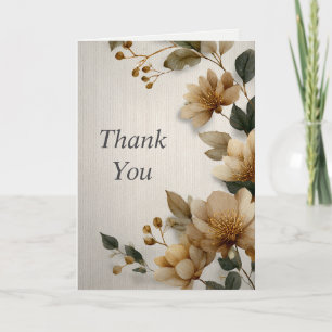 Light Brown Blume Textured Ivory Danke Card Einladung