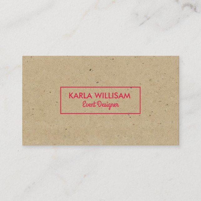 Light Brown Craft Paper Crimson Red Accent Visitenkarte (Vorderseite)