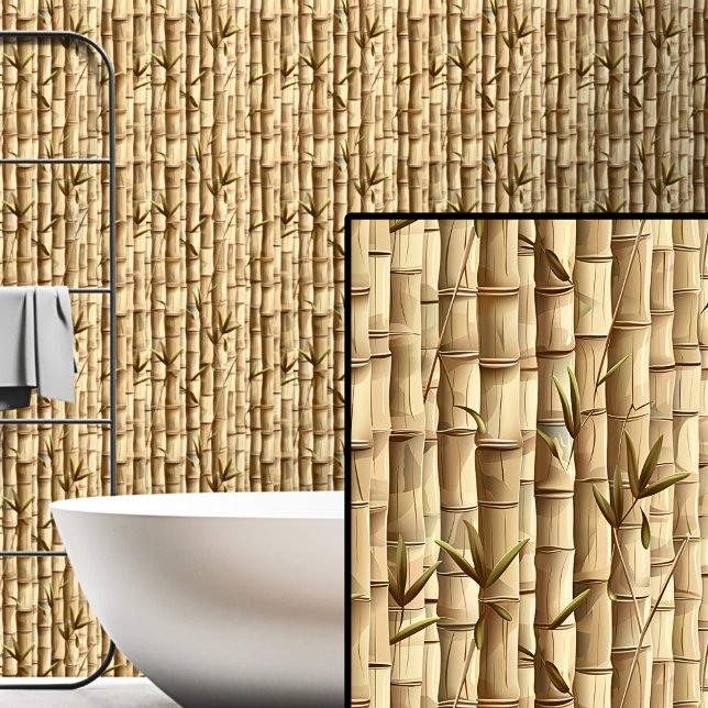 Light Brown Cream Tan Bamboo Wall Zaun Tapete (Von Creator hochgeladen)