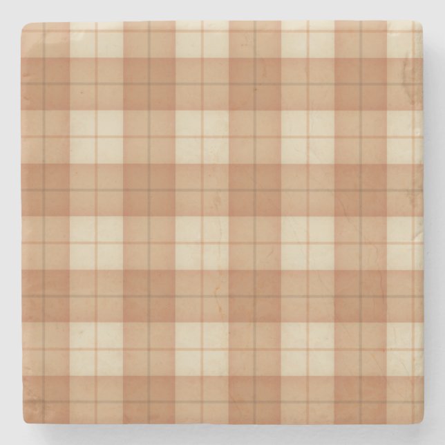 Light Brown Kariert Tartan Steinuntersetzer (Vorderseite)