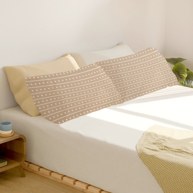 Light Brown Lines and Circles Pattern Pair Of Kissenbezug (Von Creator hochgeladen)