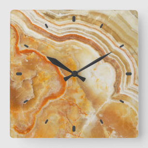 Light Brown Marble Quadratische Wanduhr