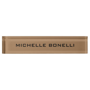 Light Brown Minimalistisch Schlicht Legible Modern Namensplakette