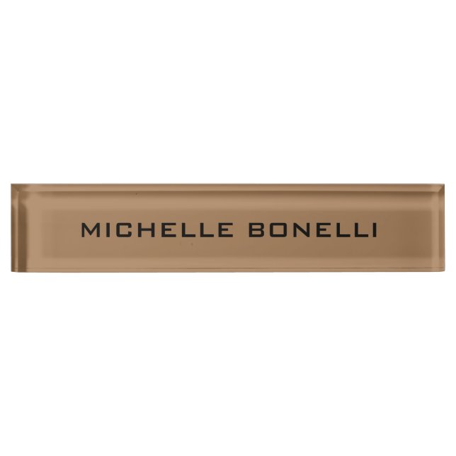 Light Brown Minimalistisch Schlicht Legible Modern Namensplakette (Vorderseite)